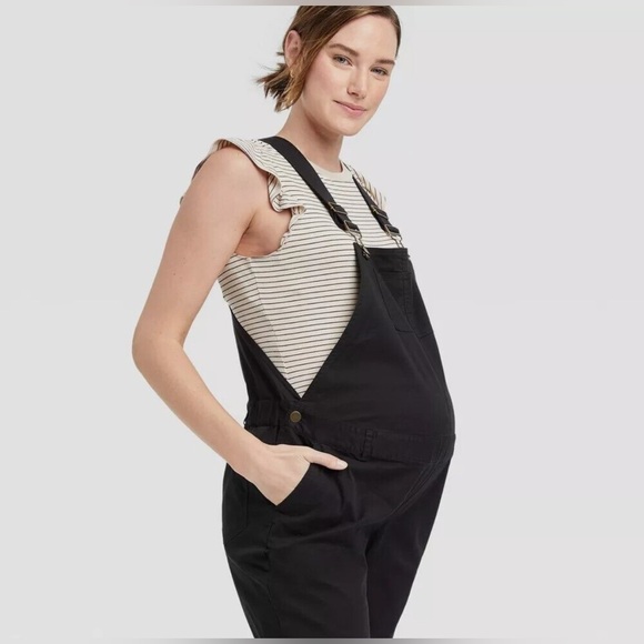 The Nines by Hatch Black Maternity Overalls Cotton Twill Women’s Sz 6 New w/tags - Picture 2 of 10